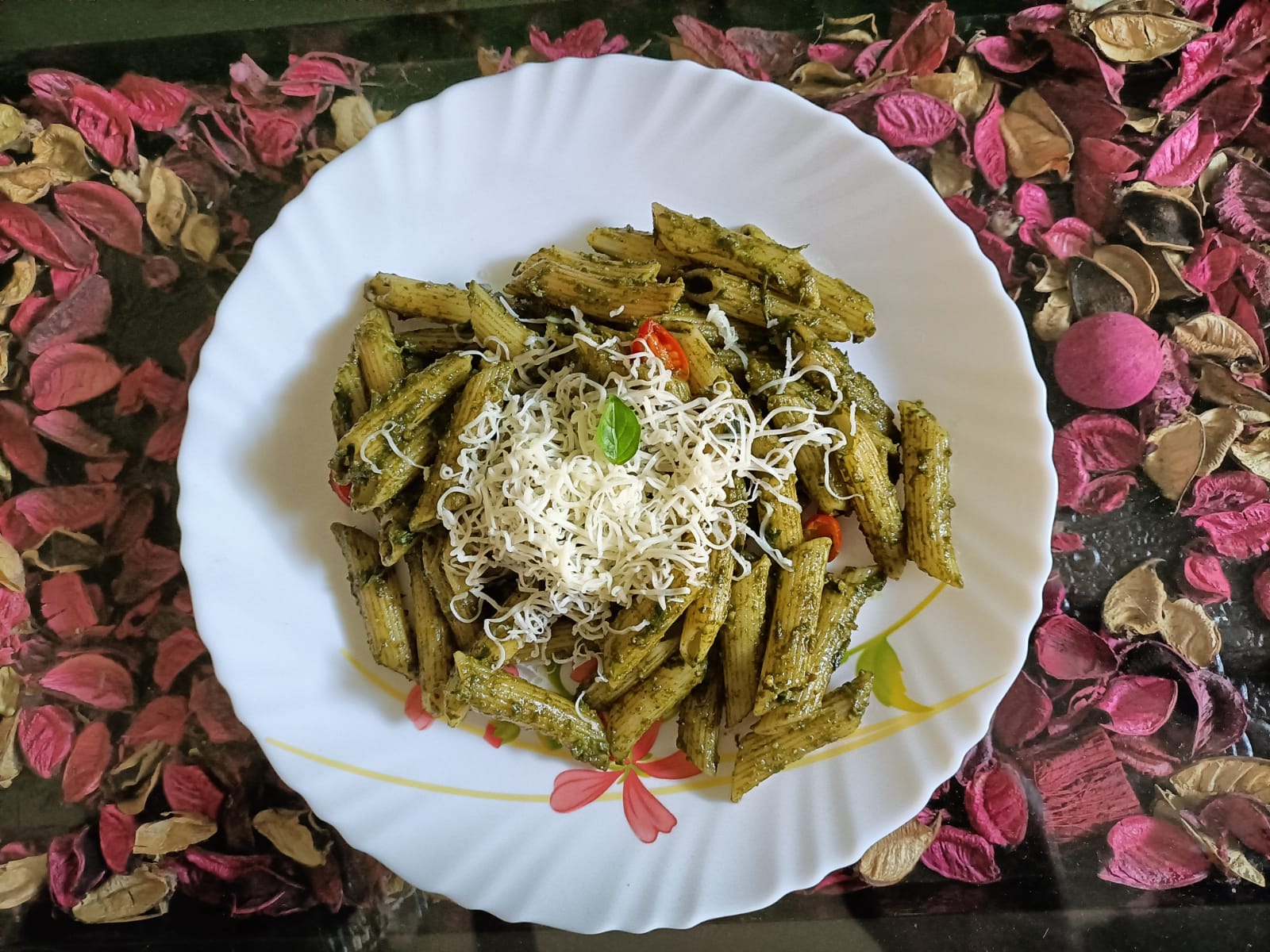 Pesto Pasta on a plate